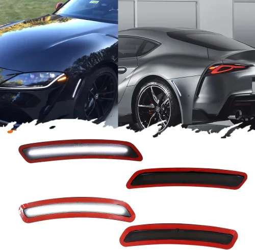 Miniatura 12 de para Toyota GR Supra 2020-2022 Reflectores de Marcador Lateral del Guardabarros del Parachoques Trasero con Lente Ahumado Guardabarros