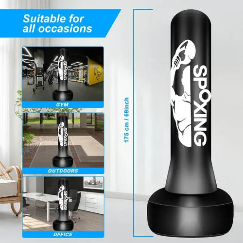 Miniatura 5 de Freestanding Punching Bags for Adults Teens - 70" Heavy Bag with Stand Men Standing Boxing Inflatable Kickboxing Training MMA Muay Thai Fitness