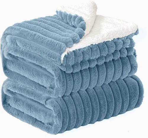 Miniatura 22 de INFIIXSO Manta de forro polar Sherpa tamaño Queen – Forro polar a rayas súper suave y cálido, acogedora manta de cama grande de felpa mullida