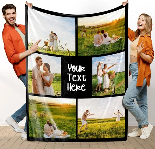 Miniatura 13 de Manta personalizada con foto, manta de collage personalizada con tu propia imagen, fabricada en Estados Unidos, regalo para ella, él, mujeres