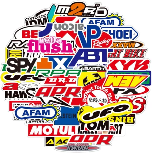 Miniatura 2 de 100 unidades/Paquete Adhesivos de moda Motocross Motos Dirt Bike Supercross Sin repetición Vinilo Adhesivo Cool Patineta Guitarra Funda de viaje