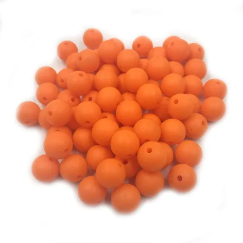 Miniatura 32 de Cuentas de perlas de silicona focales para bolígrafo, 100 cuentas redondas de silicona sueltas de 0.59 pulgadas a granel para llavero, mamá mujer