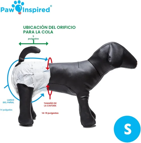 Miniatura 5 de Paw Inspired 32 unidades Pañales desechables para perros Pañales para perras con ultra protección Pañales para perros en celo, que se orinan por