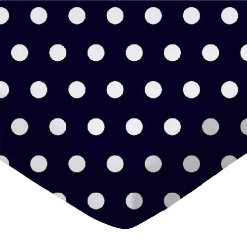 SheetWorld - Sábana bajera ajustable para bebé, sábana tejida 100% algodón, unisex, para niña y niño, lunares azul marino, fabricada en Estados