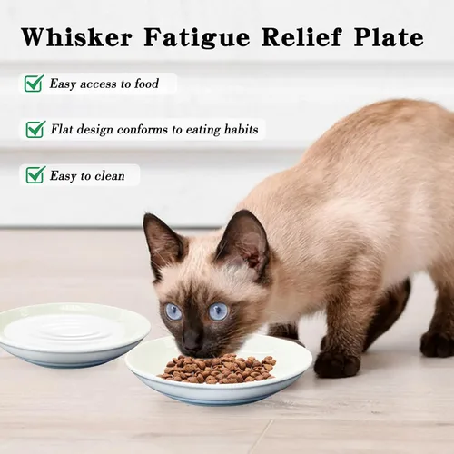 Miniatura 3 de Fhiny Juego de 2 cuencos de comida para gatos, platos de cerámica de 6 pulgadas con parte inferior de silicona, juego de platos para gatos