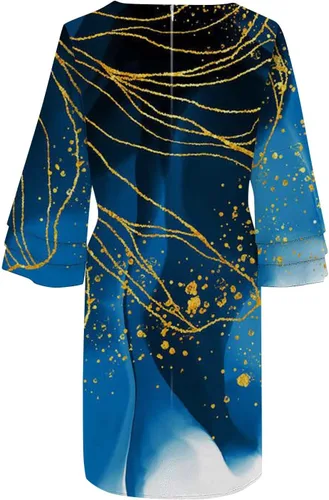 Miniatura 4 de FIRERO Vestidos de verano para mujer, a la moda, mangas 34, acampanadas, cuello en V, elegante, retro, floral, estampado de mariposas
