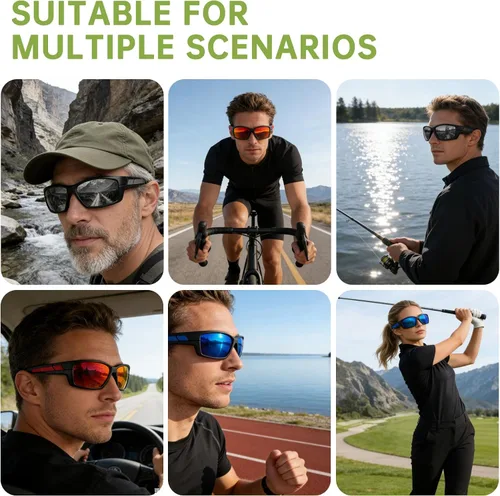 Miniatura 7 de Lentes de sol deportivos polarizados para hombre, envolventes UV400, para correr, pescar, ciclismo y conducir, TR90