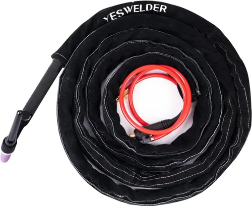 Miniatura 6 de YESWELDER Cubierta de cable de soldadura TIG resistente a la llama de cuero negro de 7,6 metros (25 pies de longitud)