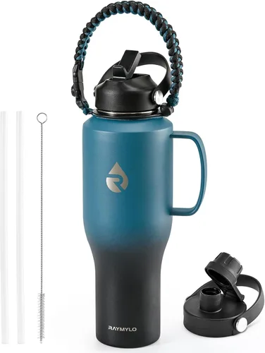Miniatura 12 de RAYMYLO Botella de agua de acero inoxidable de 32 onzas (fría durante 48 horas, caliente durante 24 horas), botella de agua aislada al vacío