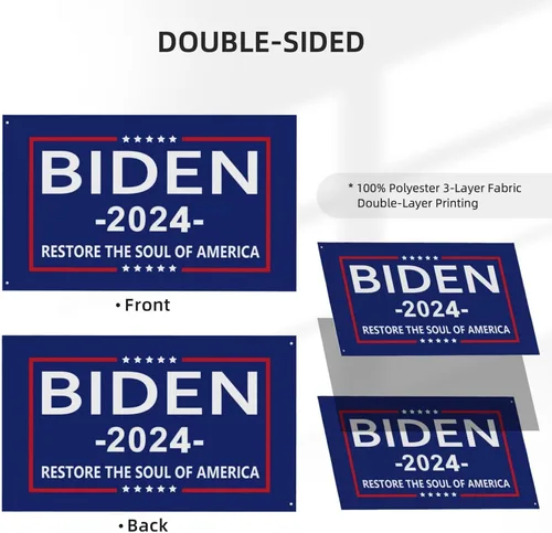 Miniatura 4 de Bandera Biden 2024 Restore The Soul Of America Bandera Joe Biden Kamala Harris Flag Pro Biden Bandera Premium de doble cara 3 x 5 pies, pancarta