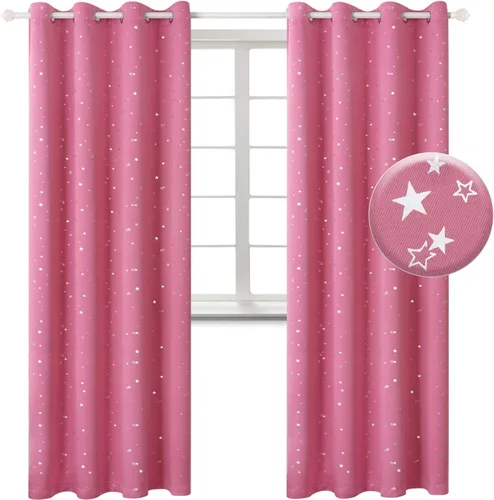 Miniatura 108 de BGment Cortinas opacas para dormitorio infantil, con aislamiento térmico, con ojales, estampado de estrellas plateadas, cortinas para oscurecer