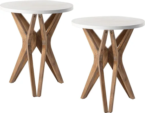 Miniatura 13 de Mesa auxiliar estilo rústico con pedestal, superficie envejecida con base de trípode, mesita de noche para sala de estar, moderna, decoración boho