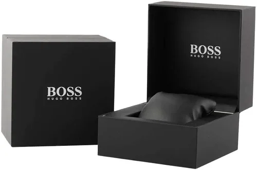 Miniatura 4 de BOSS Reloj de cuarzo de acero inoxidable con correa de cuero negro 22 modelo 1513853 Negro - Reloj de cuarzo cronógrafo