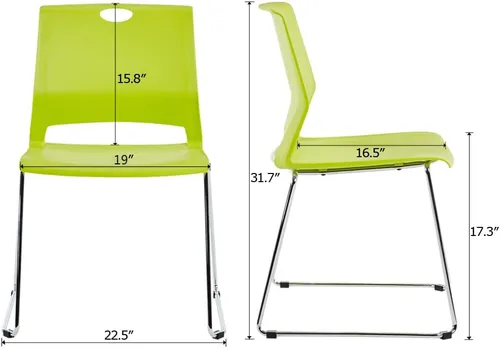 Miniatura 3 de Sidanli Sillas apilables para negocios, sillas de comedor modernas para el hogar, color verde (juego de 4)