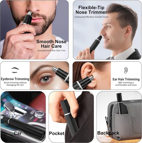 Miniatura 3 de Kit de cortapelos, recortadora de barba recargable con recortador de nariz, cortapelos inalámbricos para hombres con 4 guías, kit profesional