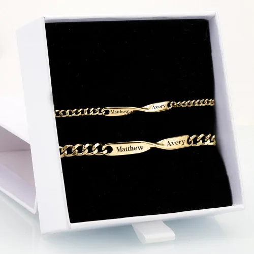 Miniatura 5 de LoraPetid Pulseras a juego personalizadas para parejas, pulseras magnéticas con nombre personalizado, joyería ajustable para parejas, regalos de San