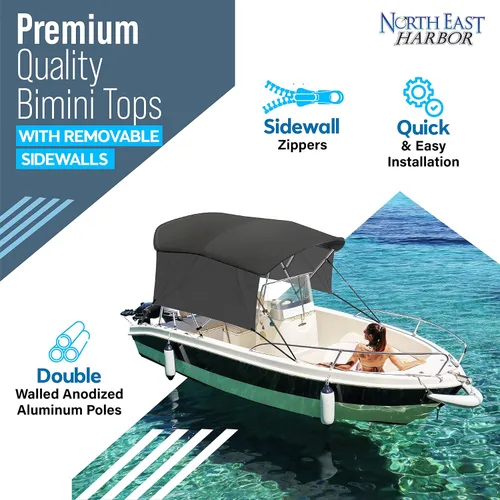 Miniatura 2 de KNOX Bimini tops universales de 4 arcos para paredes laterales, postes de apoyo, lona marina 900D a prueba de decoloración, funda de almacenamiento
