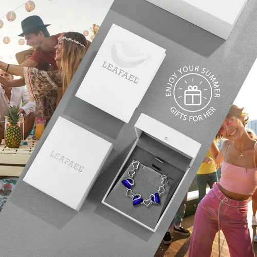 Miniatura 6 de Leafael - Pulsera de amor infinito con eslabones, corazón de cristal y piedra natal, regalos para mujer, tono plateado, 7 pulgadas con extensor de 2