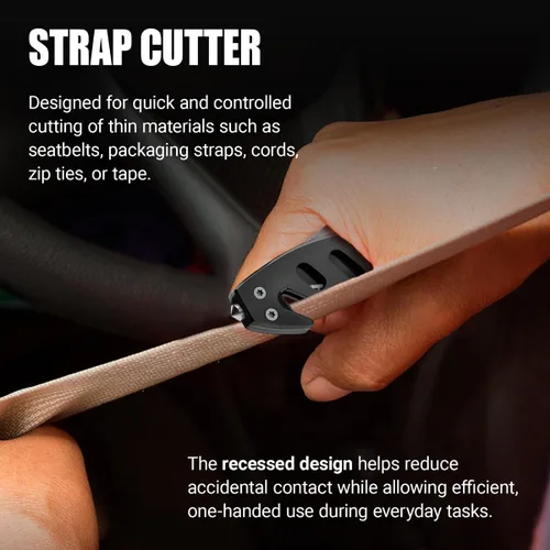Miniatura 8 de Cuchillo táctico legal para hombres y mujeres - Hoja serrada de 2.68 pulgadas - Pequeños cuchillos de bolsillo negros con rompecristales y cortador