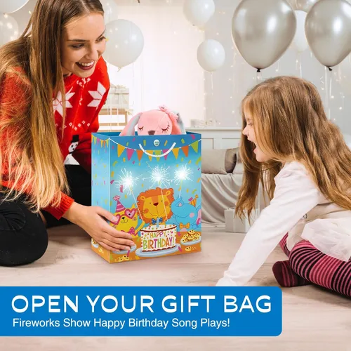 Miniatura 6 de MAGICAL BAG Bolsas de regalo para luces y sonidos de cumpleaños, bolsas de recuerdo de fiesta, bolsa de envoltura musical sorpresa de 12.5 pulgadas