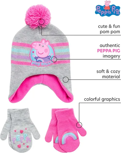 Miniatura 2 de Hasbro Sombrero de invierno Peppa Pig y 2 pares de mitones (2-4)