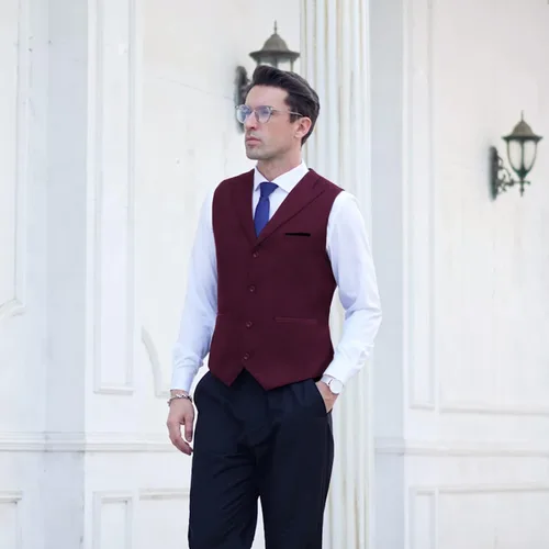 Miniatura 3 de COOFANDY Chaleco de traje de vestir formal ajustado para hombre, chaleco casual de negocios