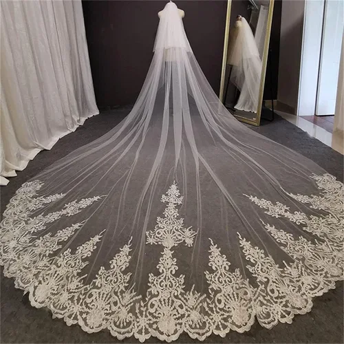 XBWEI - Velo de encaje para mujer con peine, decoración de boda, accesorios imprescindibles para novia (color D, tamaño 98.4in)