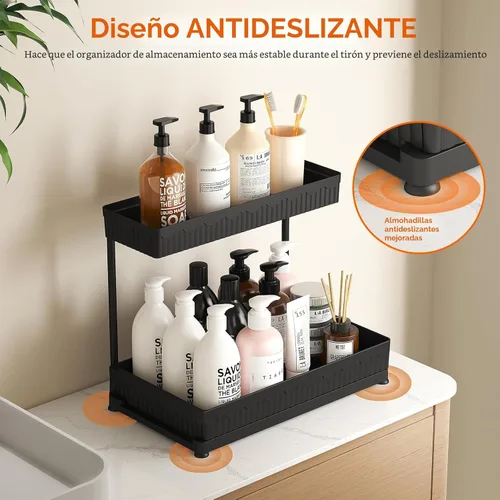 Miniatura 4 de Sevenblue Paquete de 3 Organizadores Multiusos para Debajo del Fregadero y Almacenamiento, Organizador de Gabinete Extraíble en Forma de L 2025
