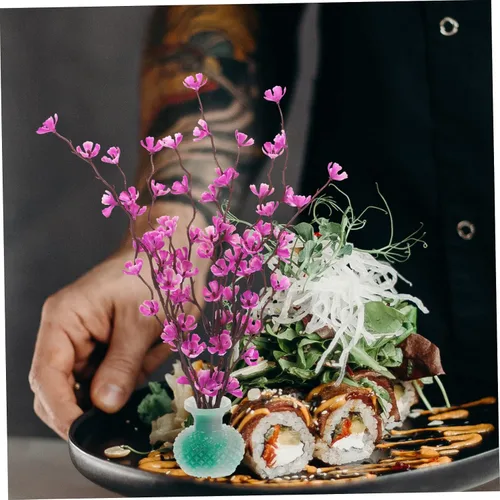Miniatura 9 de Mobestech Sashimi Plato de decoración de sushi Plato de sushi Plato de flor Decoración de flores de seda Decoración de plato de sushi Decoración