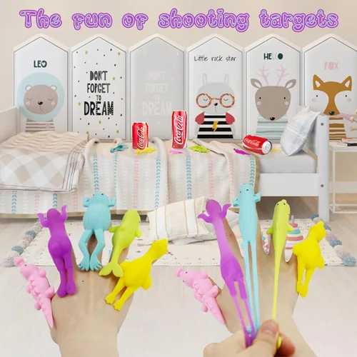 Miniatura 2 de Pushmick 30 juguetes de dedos de animales con tirachinas, juguetes de catapulta tan divertidos como pollo tirachinas, formas lindas, más