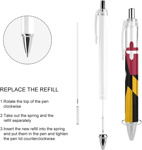 Miniatura 4 de Bolígrafo con la bandera del estado de Estados Unidos y Maryland, bolígrafo retráctil de tinta azul, bolígrafo de trabajo para hombres y mujeres, 4