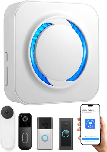 Miniatura 9 de LUCKYDUO Timbre inalámbrico inteligente – Compatible con parpadeos, anillo, timbres de video Google Nest, configuración de aplicación, 5 timbres