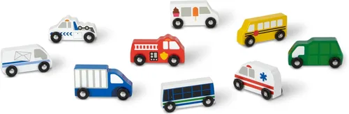 Miniatura 4 de Melissa & Doug - Juego de vehículos de madera en bandeja de madera (9 piezas)