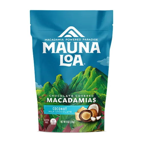 Mauna Loa Nueces de macadamia cubiertas de chocolate premium, chocolate con leche y coco, bolsa de 7 onzas (paquete de 1)