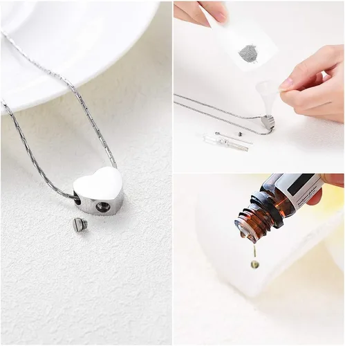 Miniatura 34 de constantlife Joyería de cremación para cenizas – Colgante de corazón conmemorativo collar de urna conmemorativa soporte para cenizas de acero