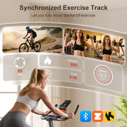 Miniatura 3 de Wenoker Exercise Bike for Home – 350LB Indoor Cycling Bike, Silent Stationary Spin Bike with App Sync, Adjustable Seat, LCD Monitor, Smooth & Quiet