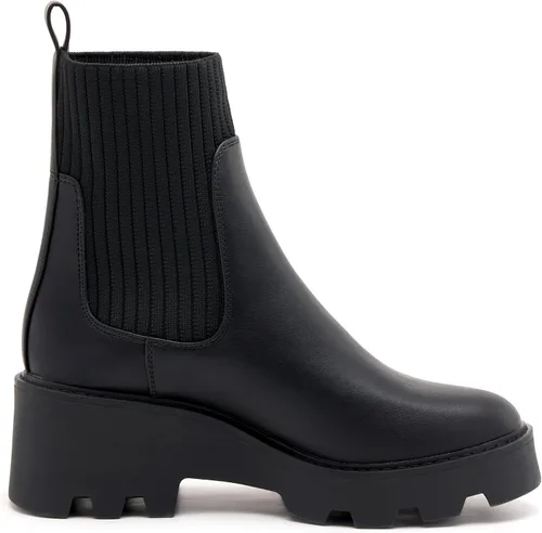 Miniatura 3 de vodvob Botas Chelsea elásticas para mujer, tacón grueso, plataforma, suela de lengüeta, botines al tobillo