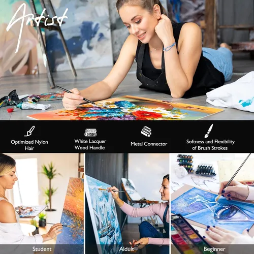Miniatura 5 de Juego de pinceles de pintura, 30 piezas de pinceles de pintura para pintura acrílica, pincel de pintura al óleo, acuarela y acrílica, pinceles