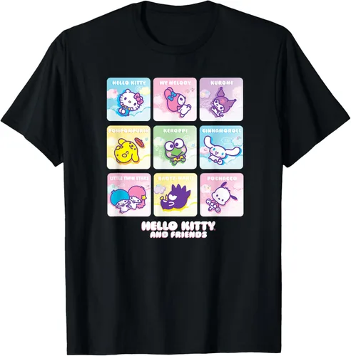 Camiseta con iconos cuadrados de Hello Kitty y sus amigos, Negro -