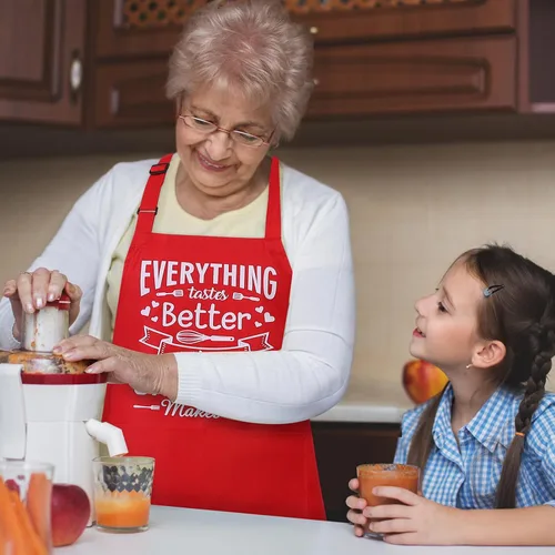 Miniatura 6 de Delantales divertidos para hombres, delantales de cocina profesionales con dos bolsillos, delantal de chef ajustable, delantal con babero para regalo