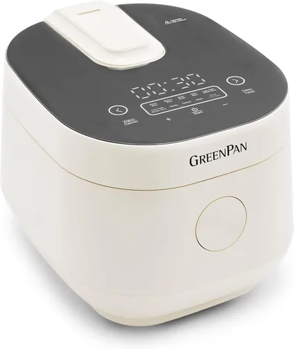 Miniatura 13 de Arrocera GreenPan, 8 tazas cocidas (4 sin cocer), modo bajo en carbohidratos y sopa, 10 ajustes de cocción de un toque, cesta de vapor de cerámica
