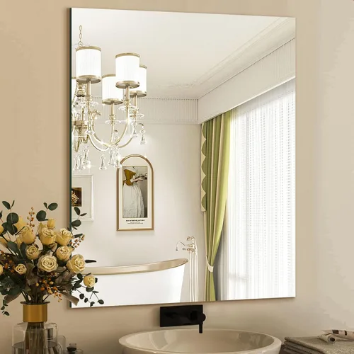 Miniatura 15 de Mirrorons Espejo de pared sin marco de 18 x 24 pulgadas, modernos espejos rectangulares de baño para pared con borde pulido, horizontal