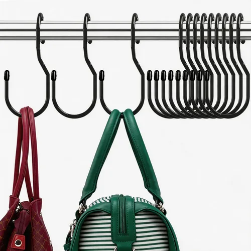 Miniatura 9 de Ganchos para colgar bolsos en el armario, gancho de bolsa con diseño único de torsión, ganchos para varilla de armario de 12.7 cm de gran