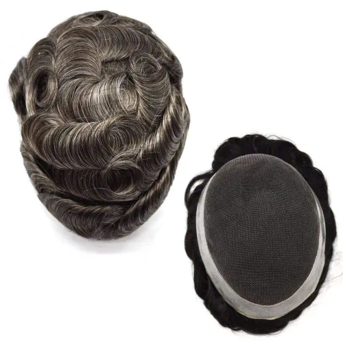 Miniatura 15 de LYRICAL HAIR Sistema de cabello humano Remy de encaje francés súper fino para hombre, piel de poliéster transparente alrededor de las pelucas, tupé