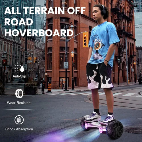 Miniatura 7 de SISIGAD Aeropatineta todoterreno con neumáticos sólidos de 8.5 pulgadas, scooter de equilibrio automático todo terreno con motor de 700 W, altavoces