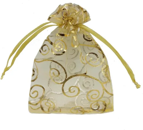 Miniatura 9 de Bolsitas de organza transparentes con impresión de ratán Ankirol, ideales para bodas y fiestas del bebé, para regalos o muestras (100 unidades)
