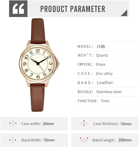 Miniatura 5 de BESTKANG Reloj de pulsera de cuero de moda para mujer, fácil de leer, reloj de pulsera de cuarzo casual resistente al agua, reloj de pulsera pequeño