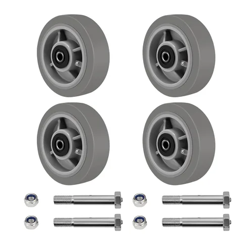 Ruedas giratorias resistentes de 6 x 2 pulgadas, ruedas industriales, ruedas de goma, juego de 4 con capacidad de hasta 2800 libras