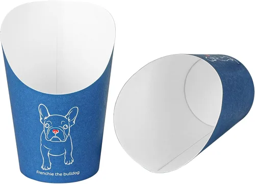 Miniatura 16 de Restaurantware Bio Tek - Recipientes de papas fritas de 12 onzas, 100 tazas desechables de charcutería, diseño inclinado, redondo, a rayas