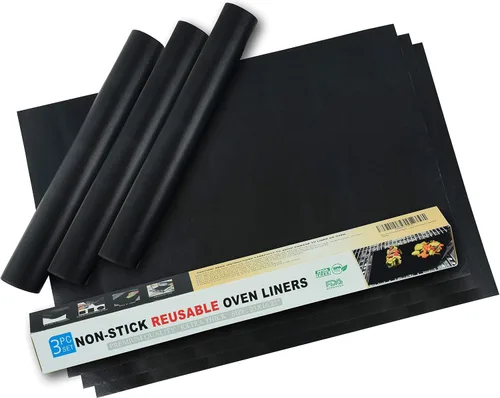 Revestimientos de horno para la parte inferior del horno – Revestimiento de horno reutilizable antiadherente resistente para hornos de gas y Negro